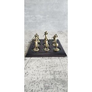 Golf Pewter & Wood Tic Tac Toe Office Desk Game Golfers & Golf Balls Decorative